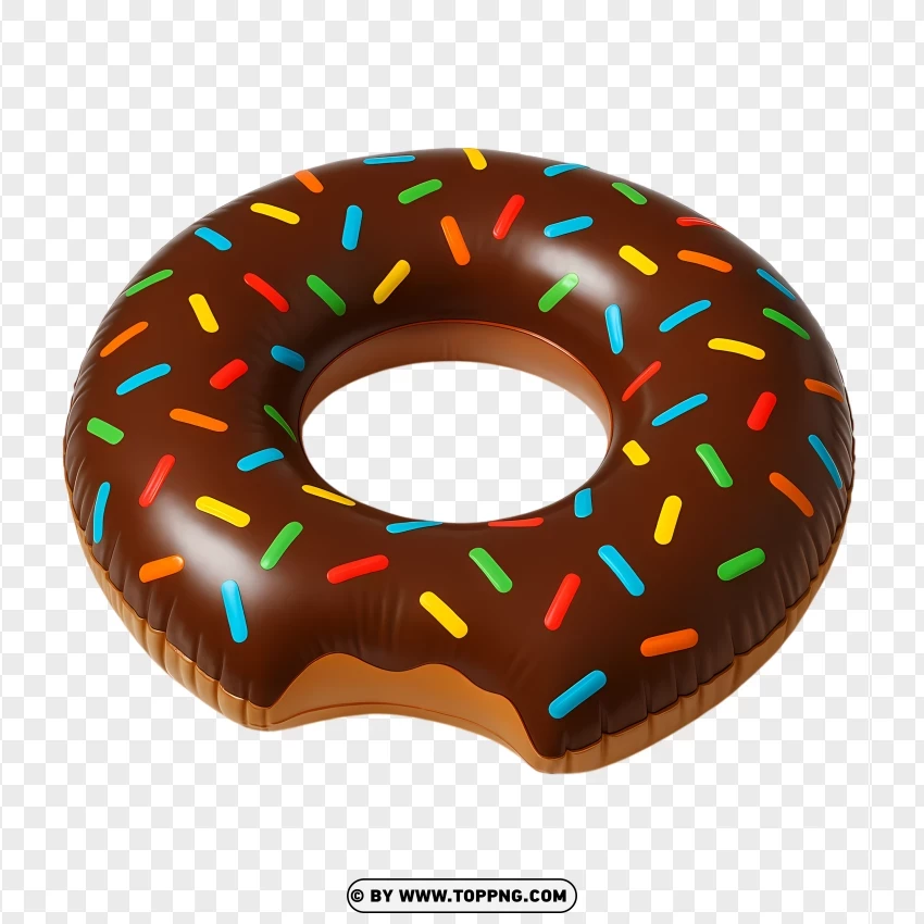 Chocolate Donut Inflatable Pool Float With Sprinkles PNG Transparent Background