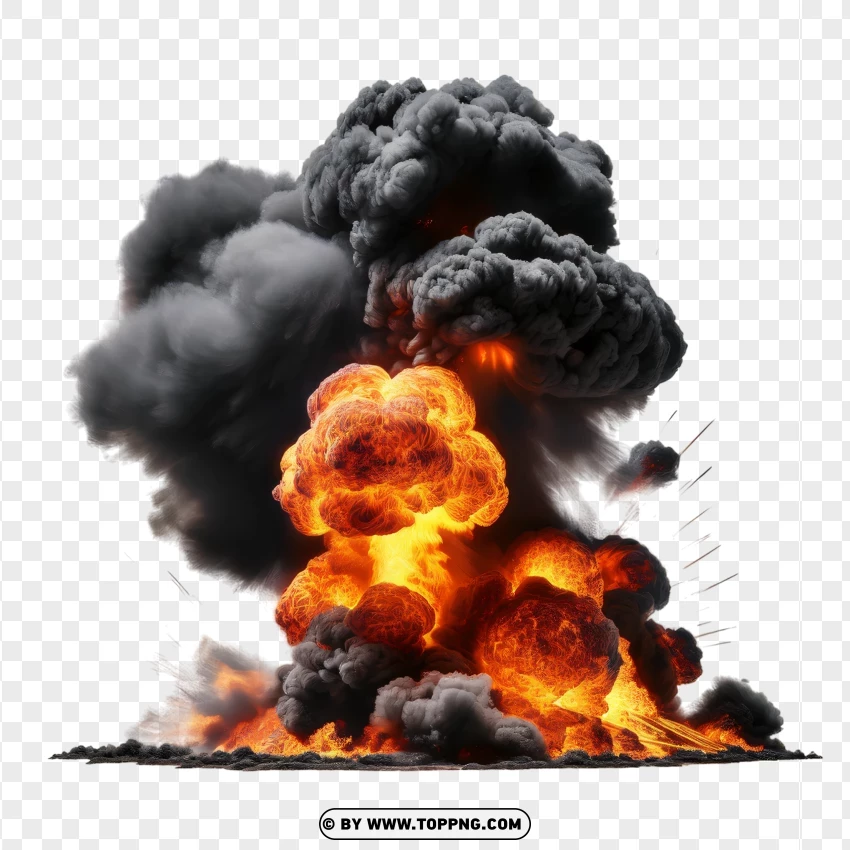 Fireball Explosion With Dark Clouds PNG Transparent Background