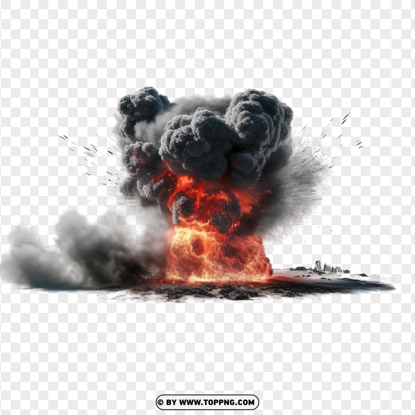 Explosion With Fire And Dark Smoke PNG Transparent Background