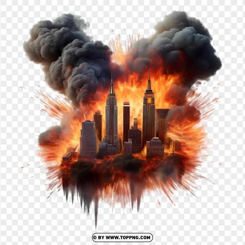 Explosive Fire Disaster In City PNG Transparent Background