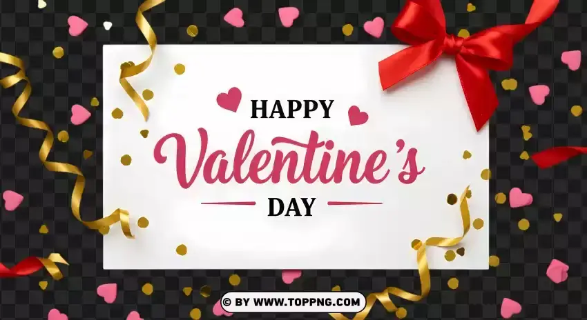 Free Happy Valentines Day With Heart Confetti PNG Transparent Background