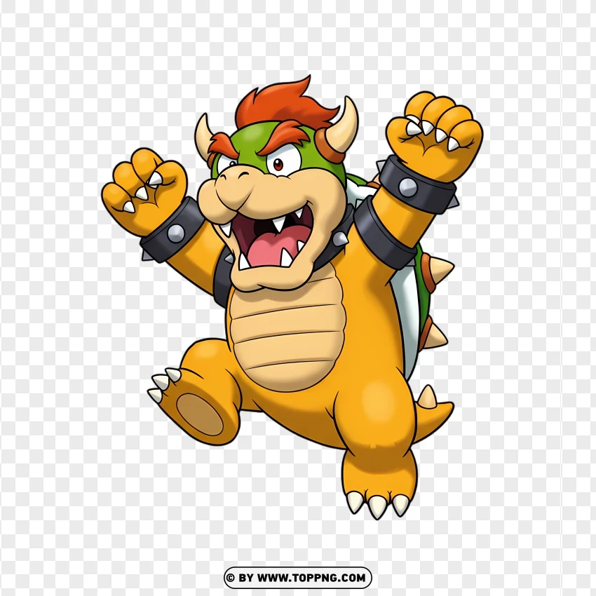 Cheerful Jumping Mini Bowser PNG Transparent Background