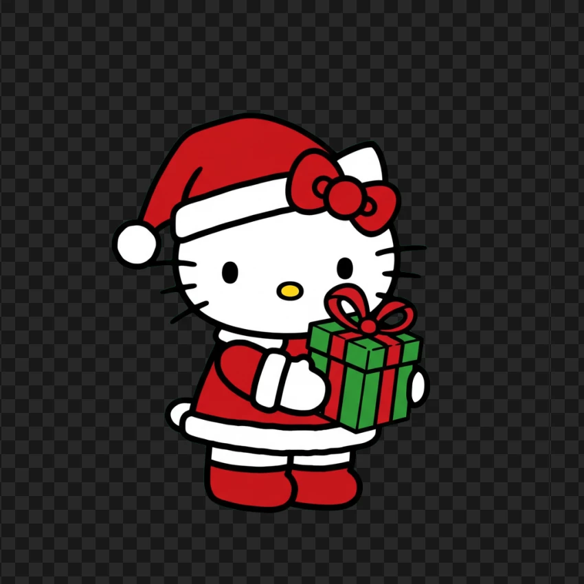 Hello Kitty Christmas Present PNG Transparent Background