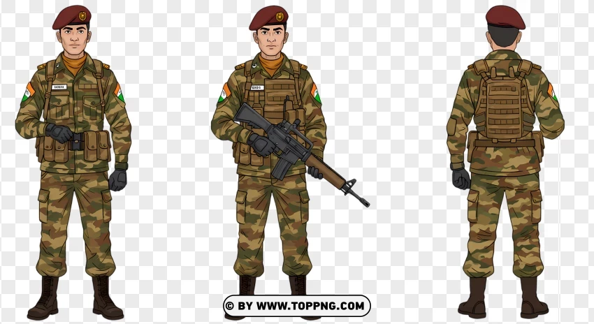 Indian Soldiers Standing In Uniform PNG Transparent Background