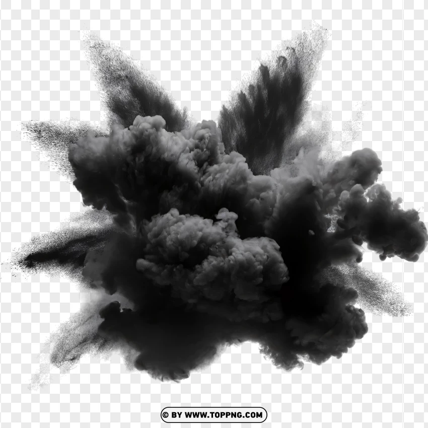 Massive Dark Smoke Explosion Effect PNG Transparent Background