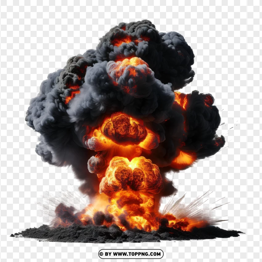 Bright Explosion With Thick Smoke PNG Transparent Background