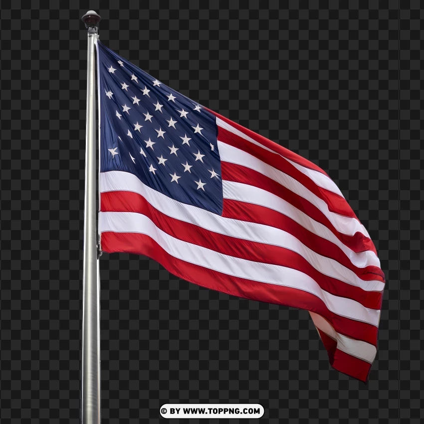 Outdoor Usa Flag On Flagpole PNG Transparent Background