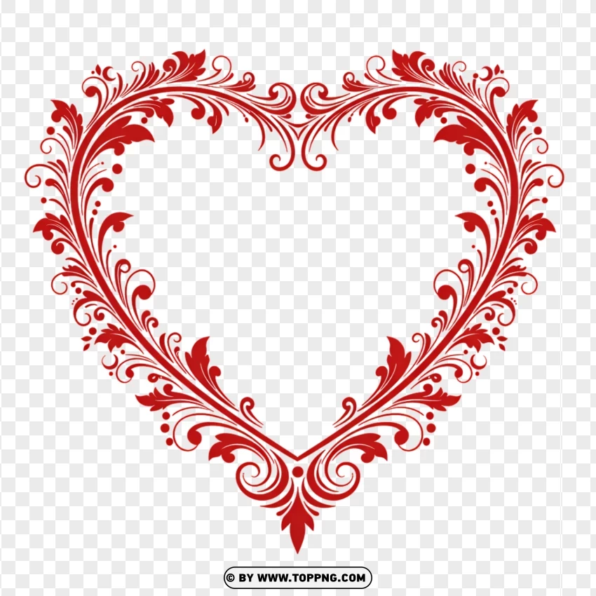 Heart Frame Clipart With Floral Decorations PNG Transparent Background