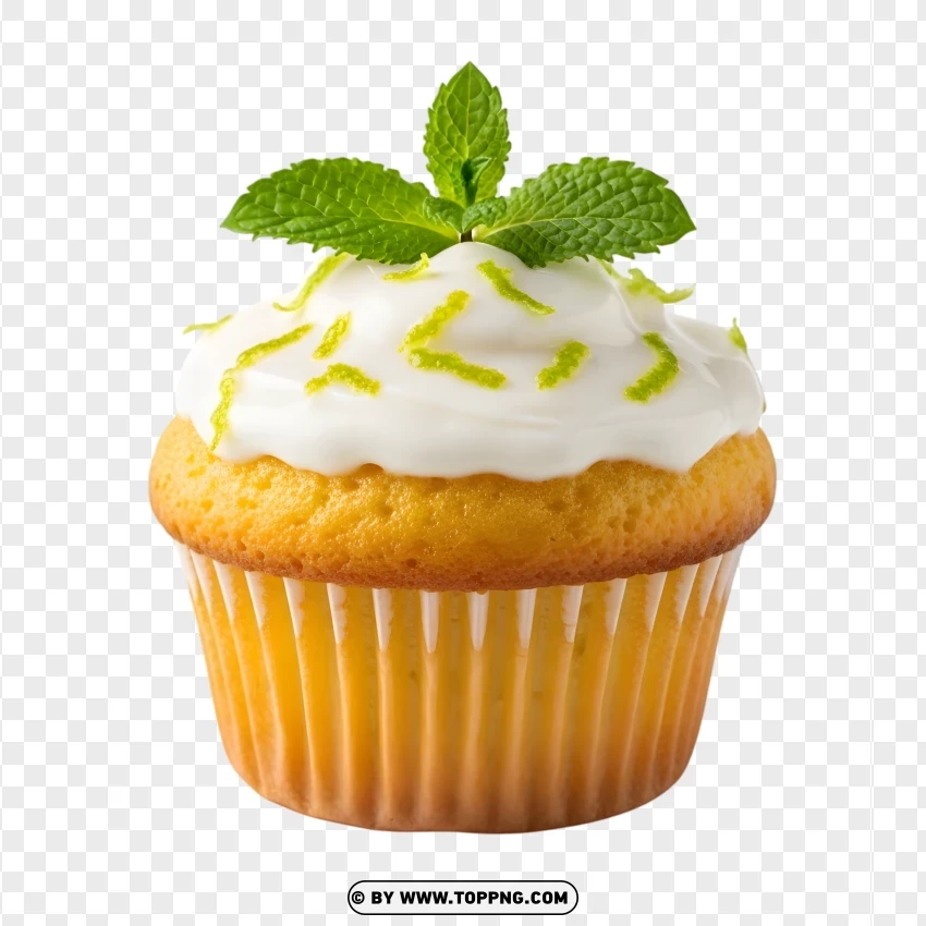 Lemon Mint Cupcake Dessert PNG Transparent Background