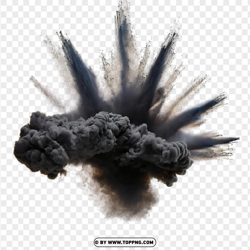 Realistic Black Smoke Cloud Blast PNG Transparent Background