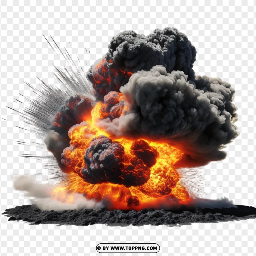 Dynamic Explosion With Intense Fire PNG Transparent Background