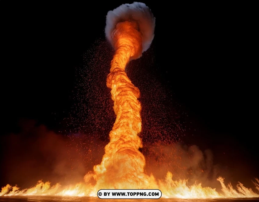 Vertical Fire Tornado With Smoke PNG Transparent Background