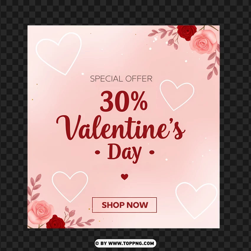 Special Offer 30% Valentines Day Card PNG Transparent Background