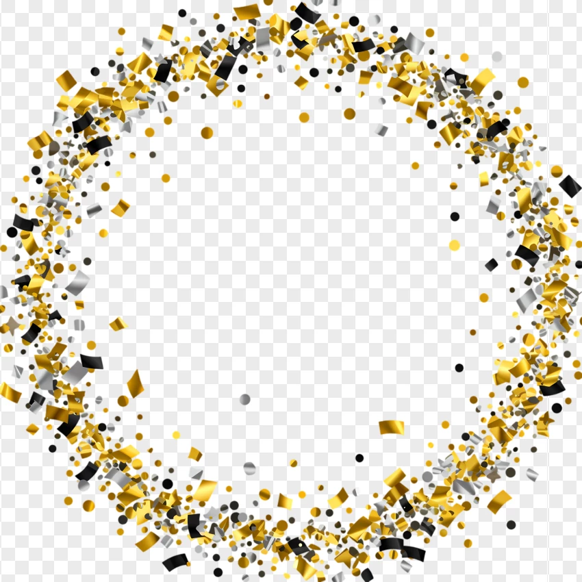 Round Golden Confetti PNG Transparent Background