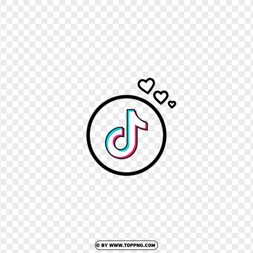 Tiktok Circle Logo With Hearts PNG Transparent Background