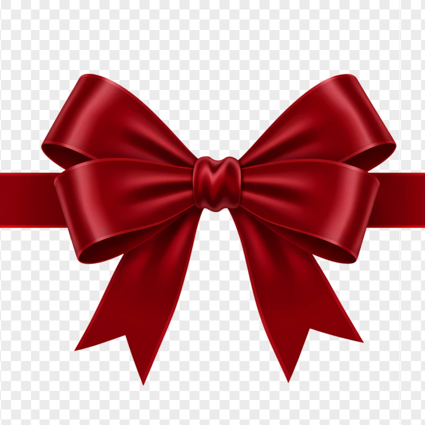 Luxury Dark Red Satin Gift Ribbon Bow PNG Transparent Background