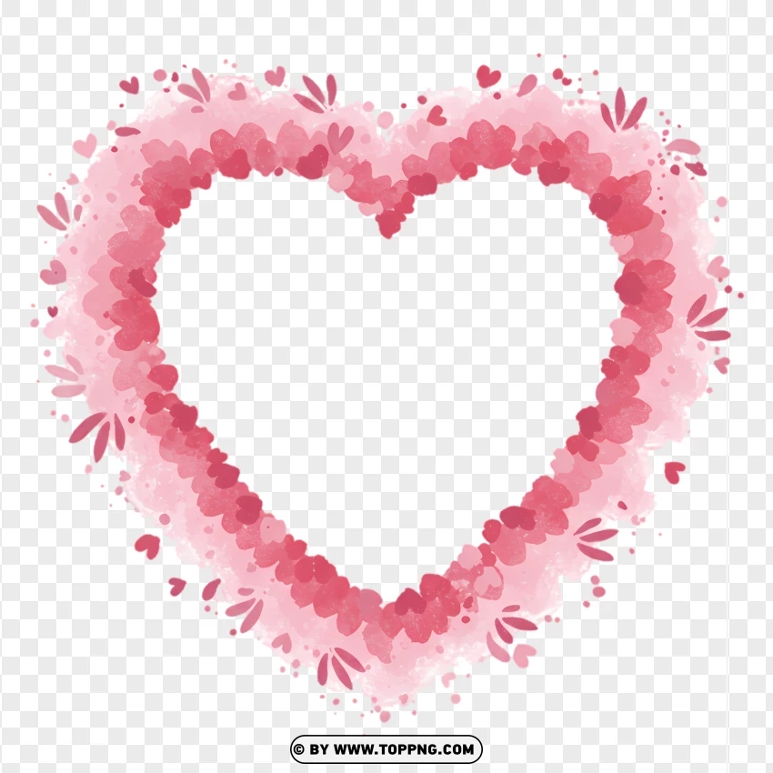 Pink Watercolor Heart Frame PNG Transparent Background