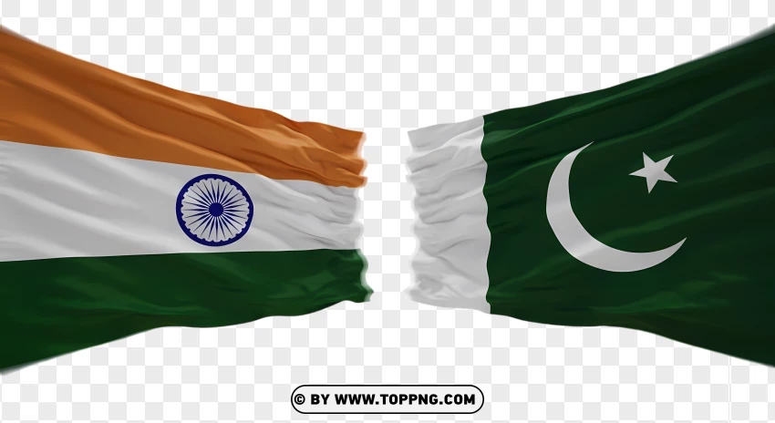 India Pakistan Flags Collide Side By Side PNG Transparent Background