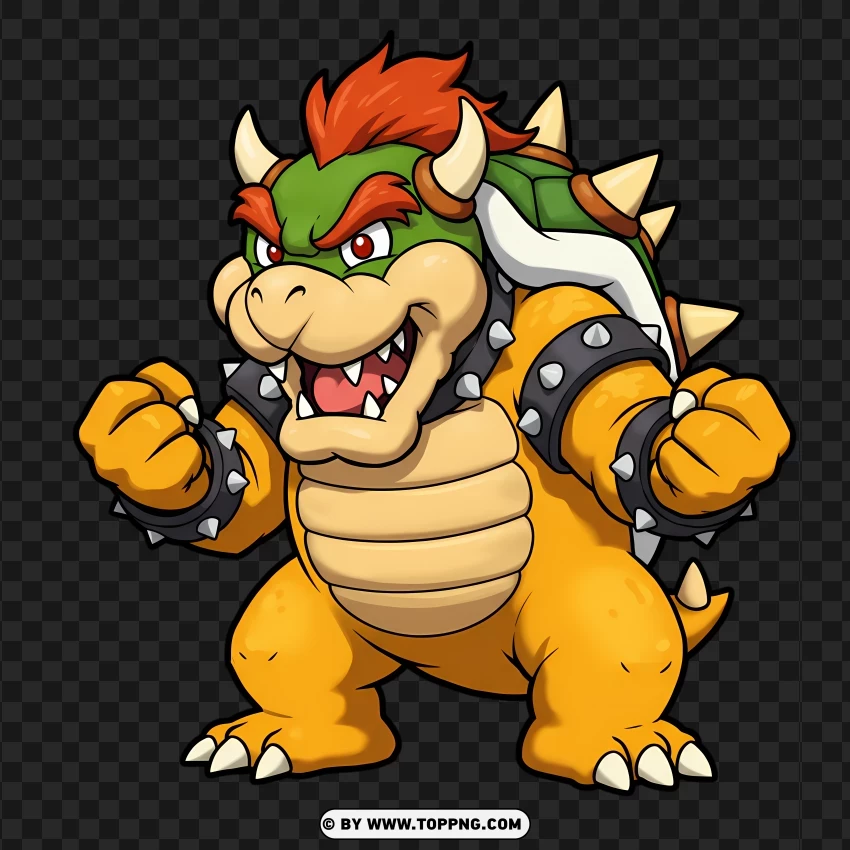 Mini Bowser Standing With Arms Raised Sticker PNG Transparent Background