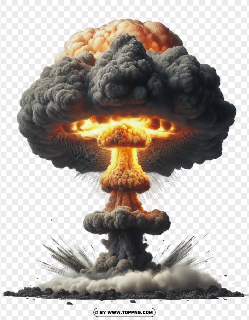 Nuclear Bomb Detonation Scene With Fiery Explosion PNG Transparent Background