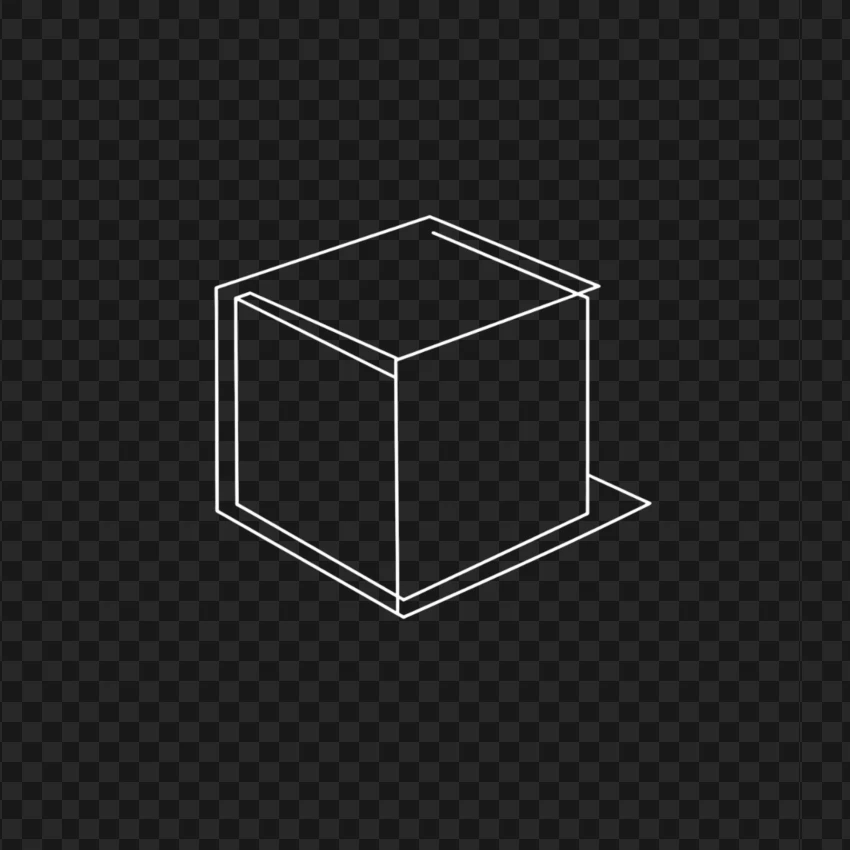 3d White Box Line Art PNG Transparent Background