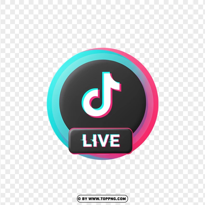 Tiktok Live Neon Logo PNG Transparent Background