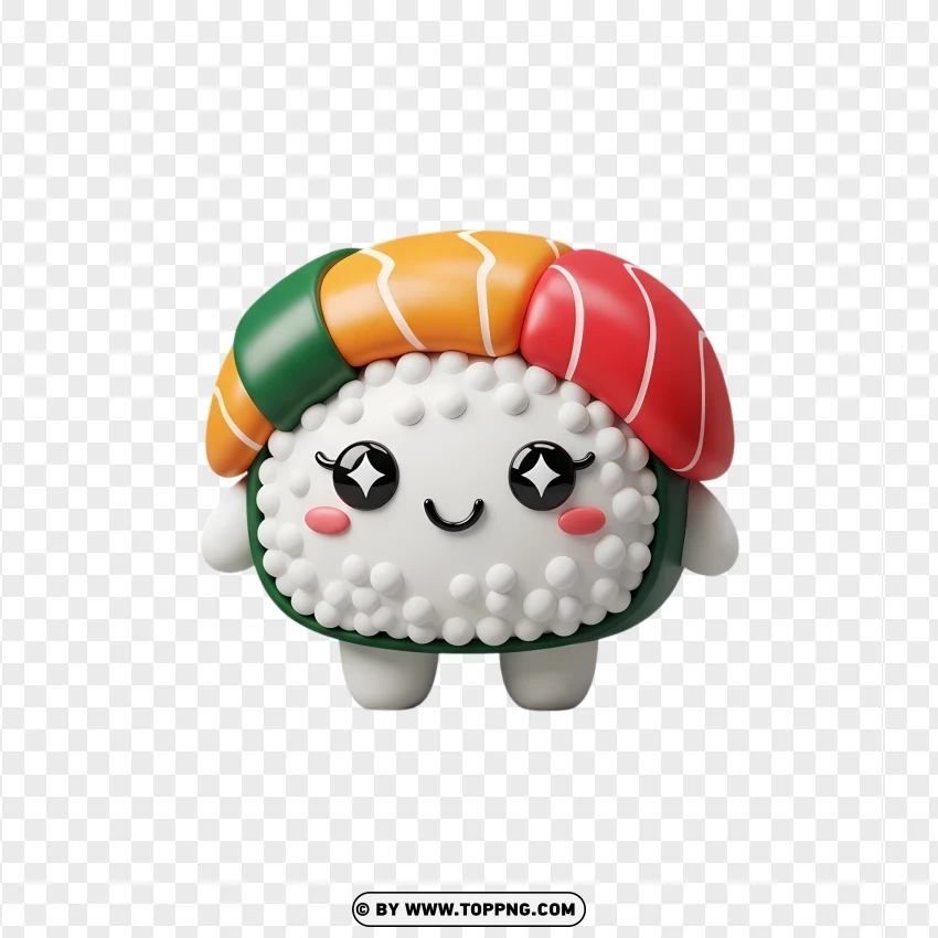 Cute Kawaii Sushi Set With Salmon And Tuna PNG Transparent Background