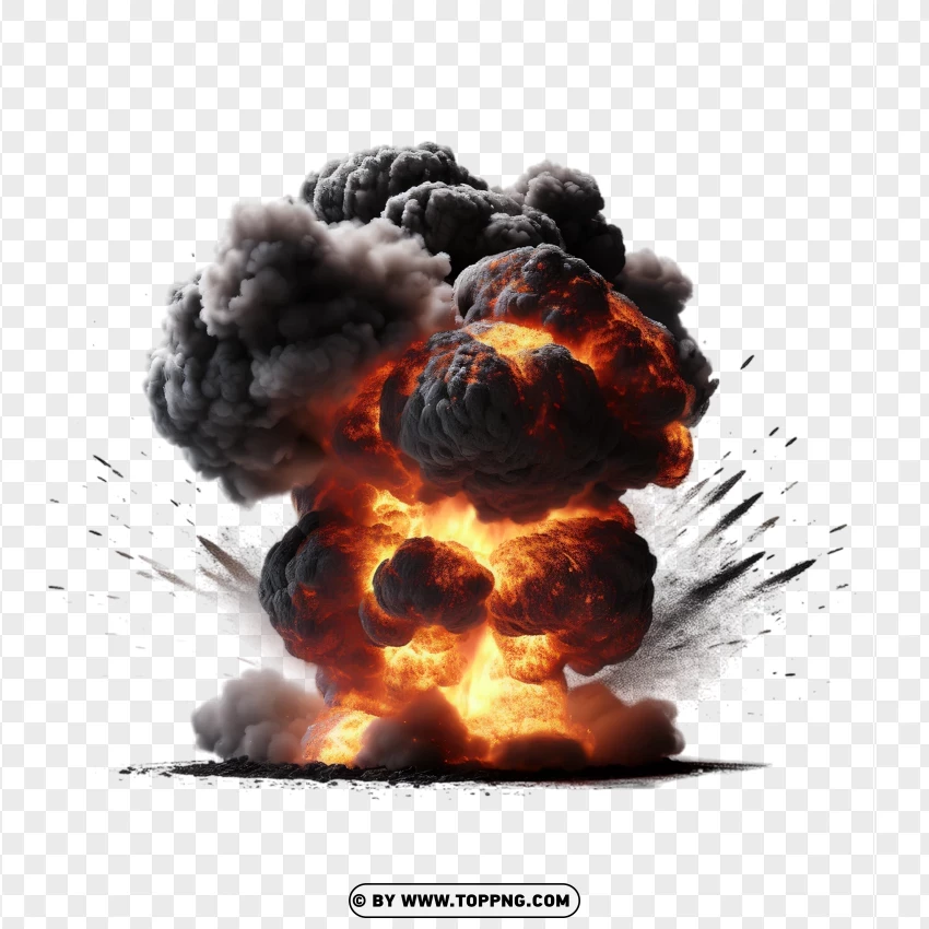 Powerful Blast Free Clipart With Intense Black Smoke PNG Transparent Background