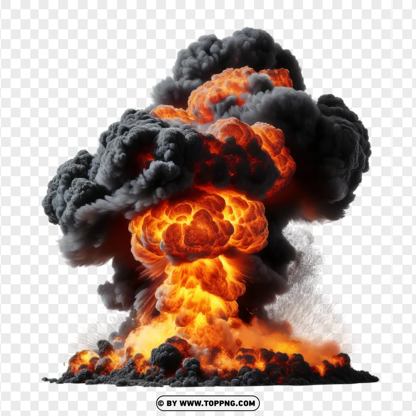 Fiery Explosion With Dark Smoke PNG Transparent Background