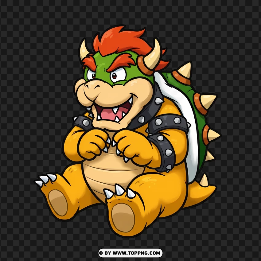 Mini Bowser Sitting Playfully PNG Transparent Background