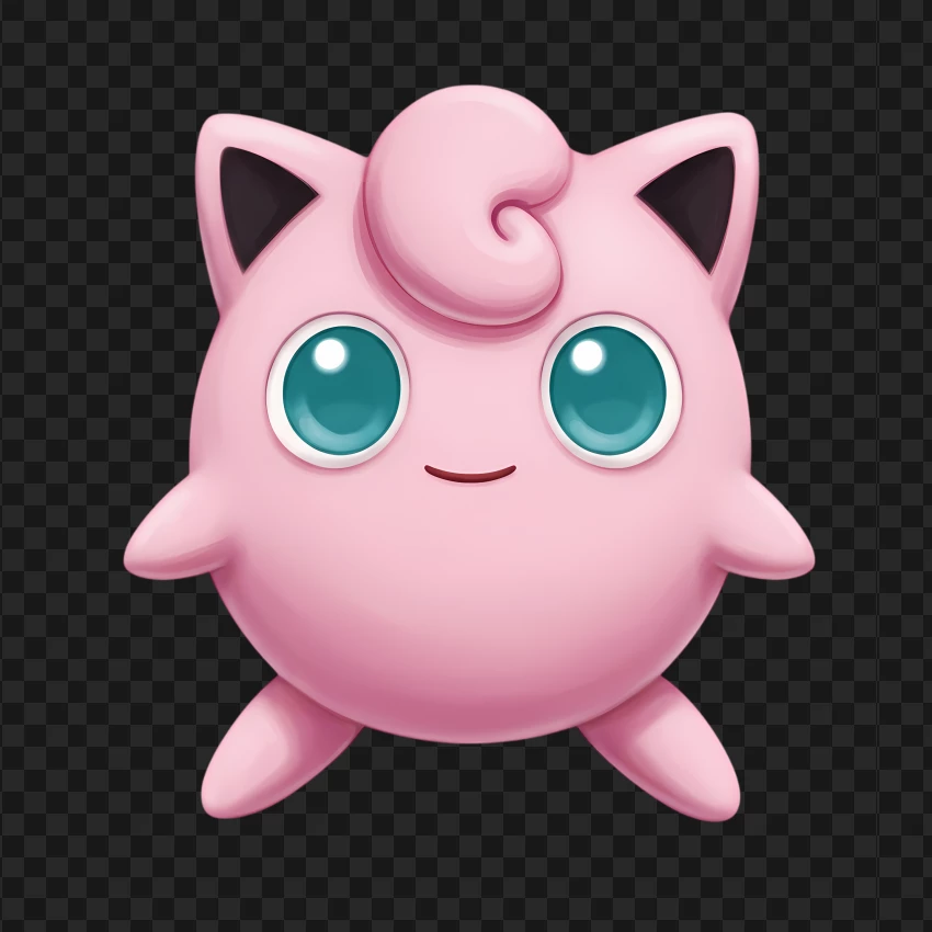 Jigglypuff Smiling Pokémon Artwork PNG Transparent Background