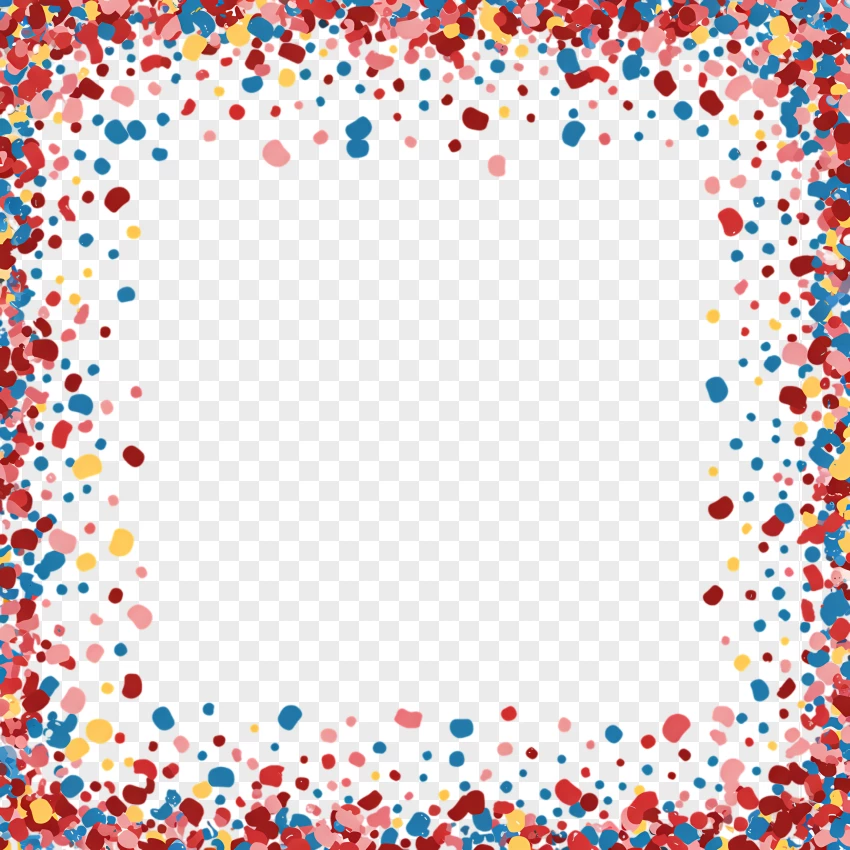 Dense Confetti Square Border PNG Transparent Background