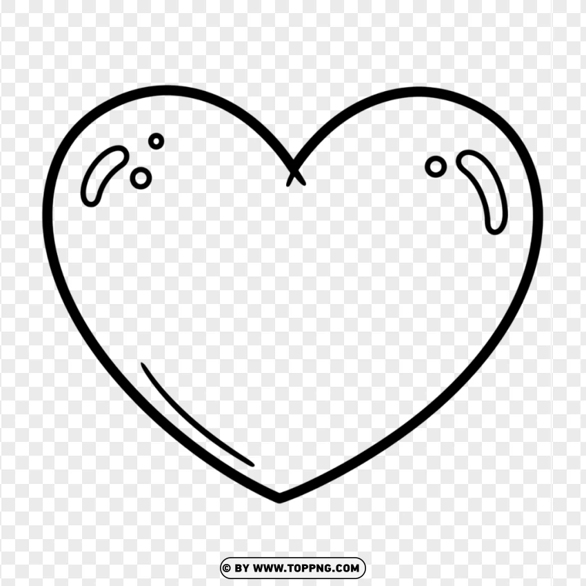 Simple Heart Outline Coloring Page Free Printable PNG Transparent Background