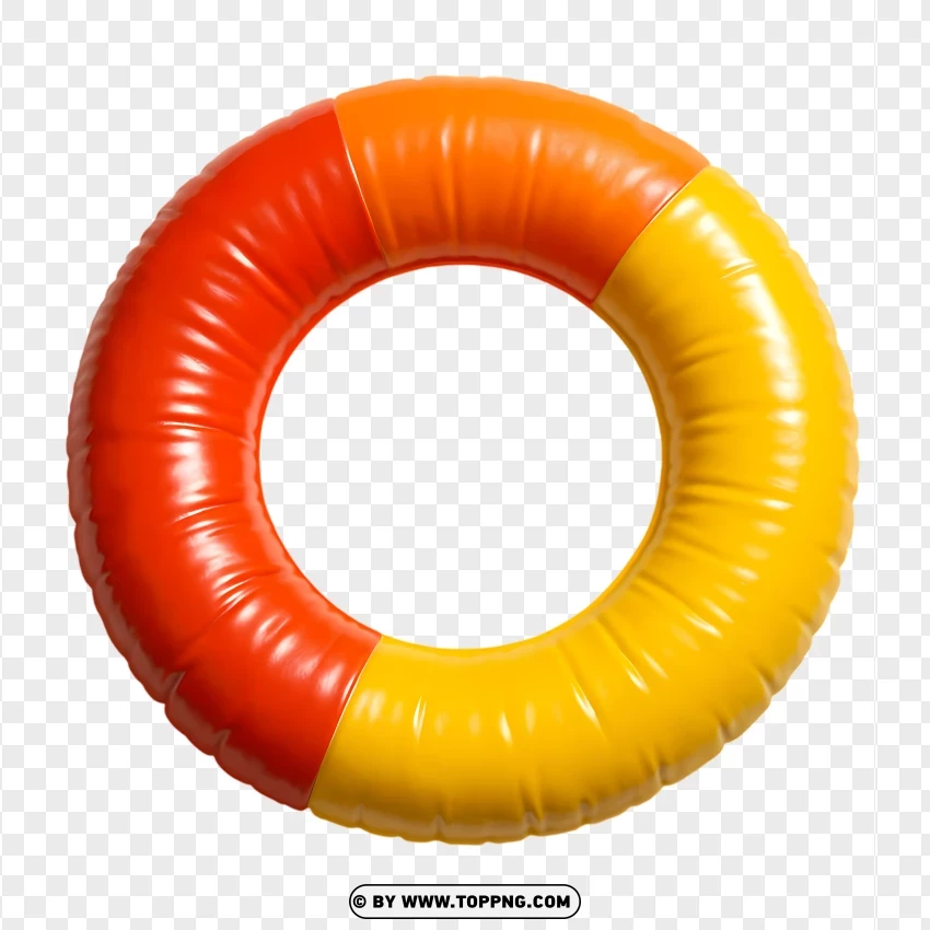 Orange And Yellow Inflatable Pool Ring With Glossy Finish PNG Transparent Background