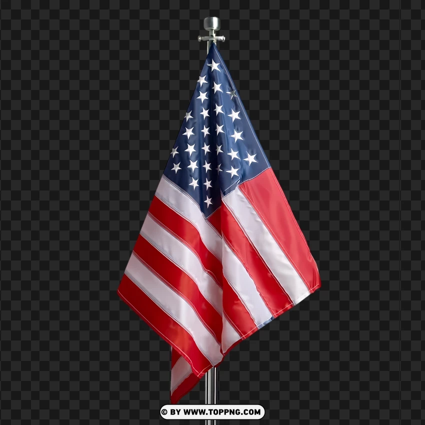 American Flag On Stick Waving In Wind PNG Transparent Background