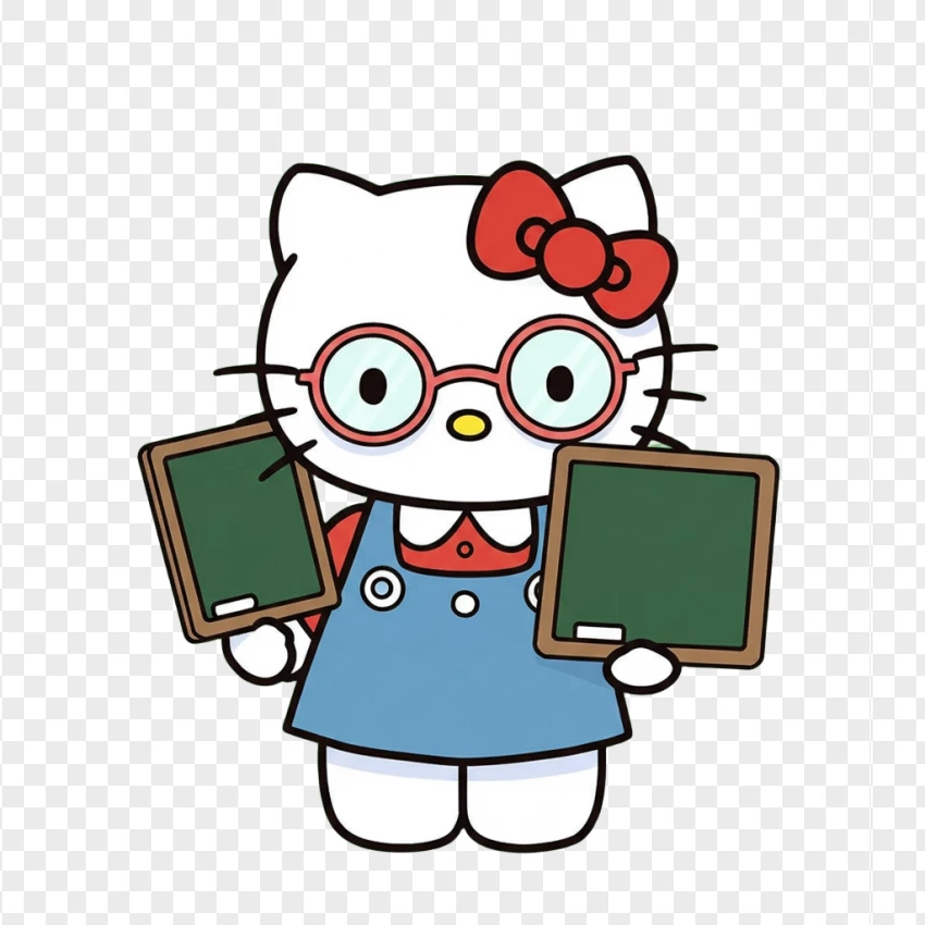 Hello Kitty Teacher With Glasses PNG Transparent Background