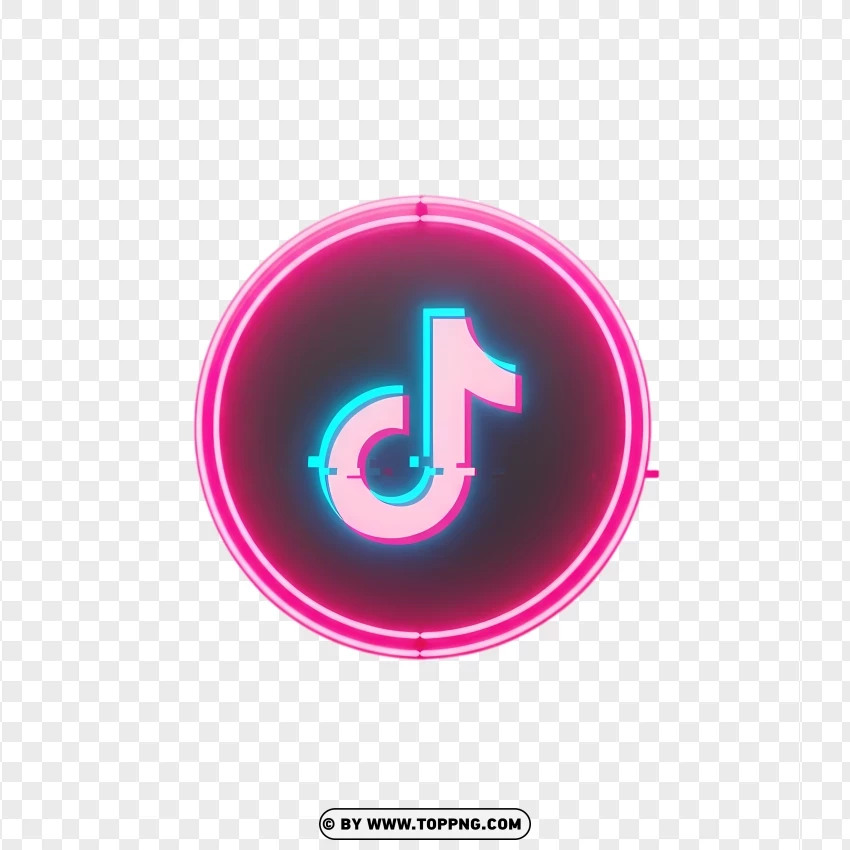 Tiktok Neon Circle Logo Icon PNG Transparent Background