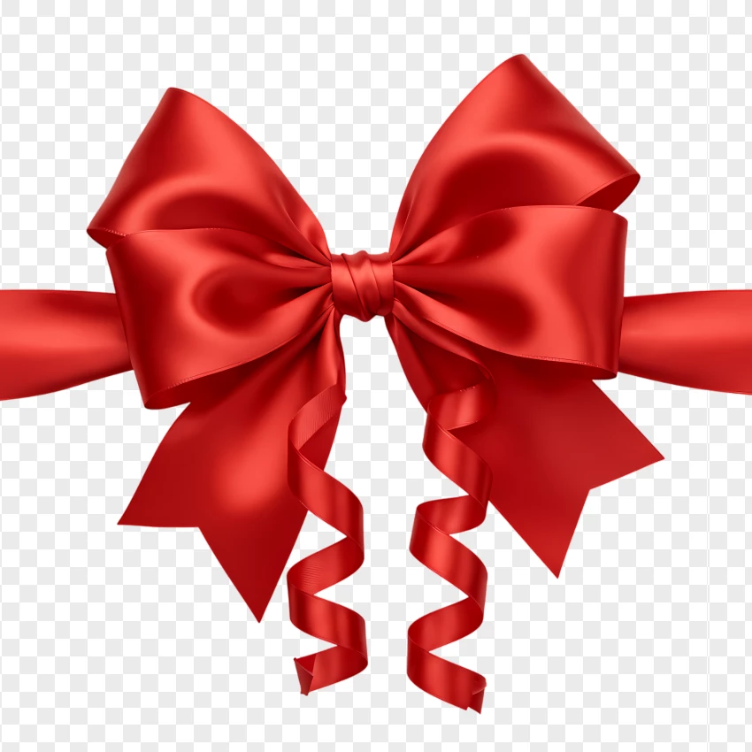 Red Satin Ribbon With Curled Ends PNG Transparent Background