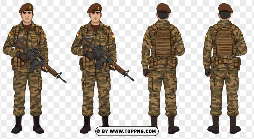 Three Soldiers Of Indian Army PNG Transparent Background
