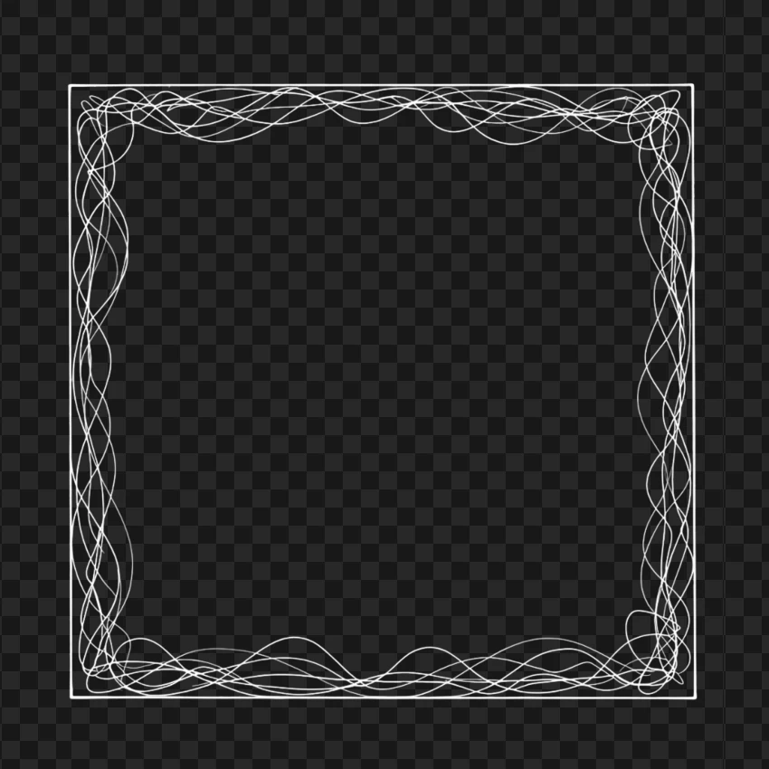 Decorative White Frame Line Art PNG Transparent Background