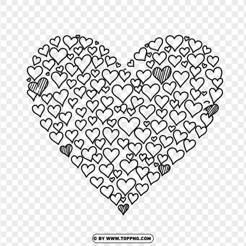 Heart Coloring Pages Free Printable With Mini Hearts PNG Transparent Background