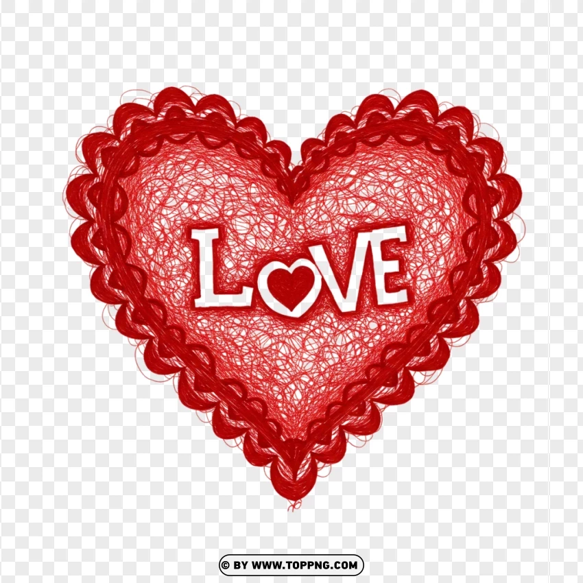 Heart Love Paintings With Romantic Text Design PNG Transparent Background