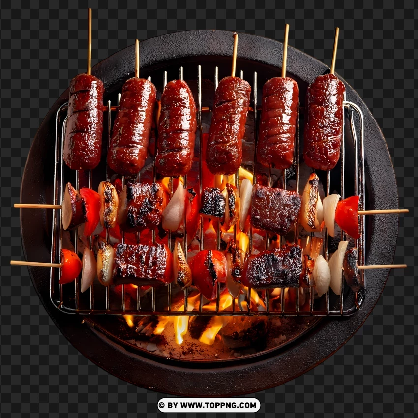 Smoked Sausages And Beef Barbecue Grill PNG Transparent Background