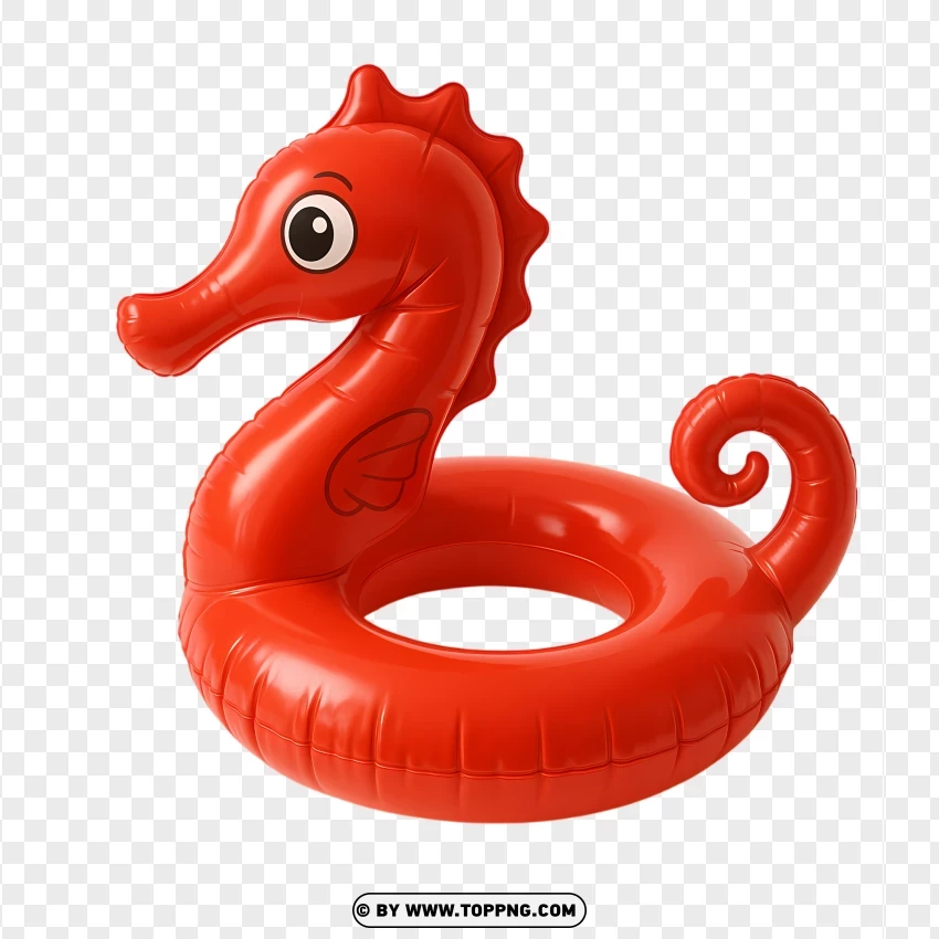 Red Seahorse Inflatable Swimming Ring For Kids PNG Transparent Background