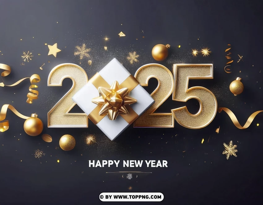 Gold And White Festive 2025 Greeting Design PNG Transparent Background