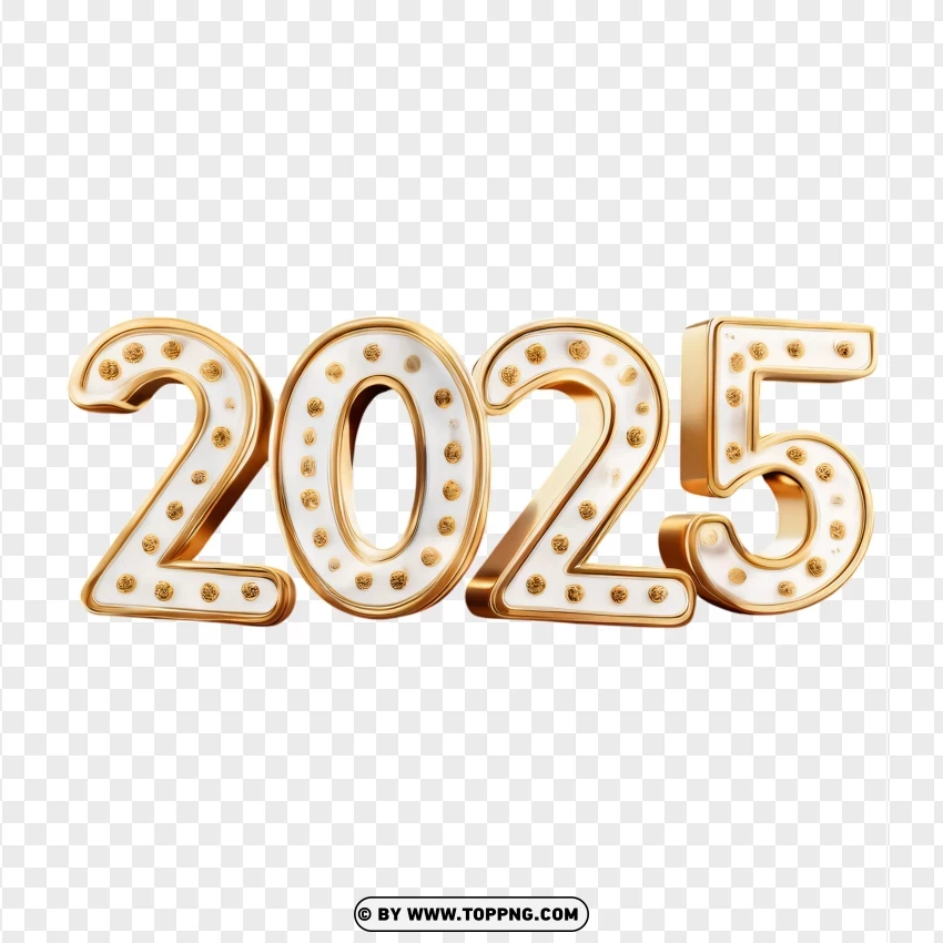 Decorative Gold 2025 Numbers With Dots PNG Transparent Background