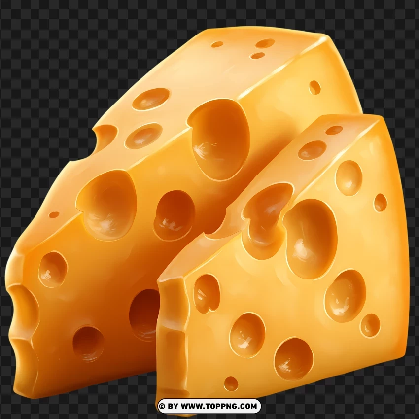 Classic Swiss Cheese Block With Shadows PNG Transparent Background