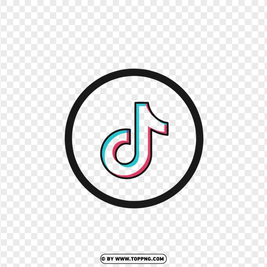 Tiktok Outline Logo Circle PNG Transparent Background