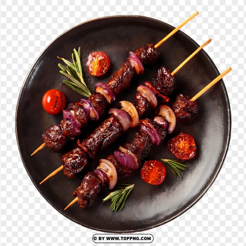 Spicy Beef Skewers With Roasted Cherry Tomatoes PNG Transparent Background