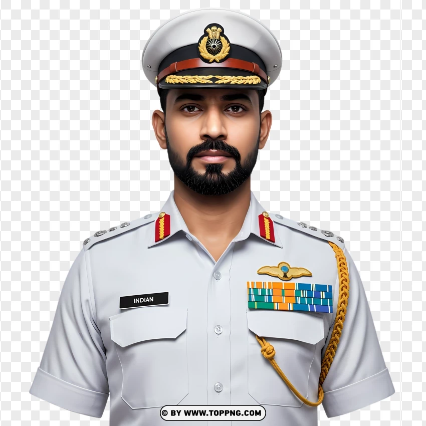 Indian Navy Officer Portrait PNG Transparent Background
